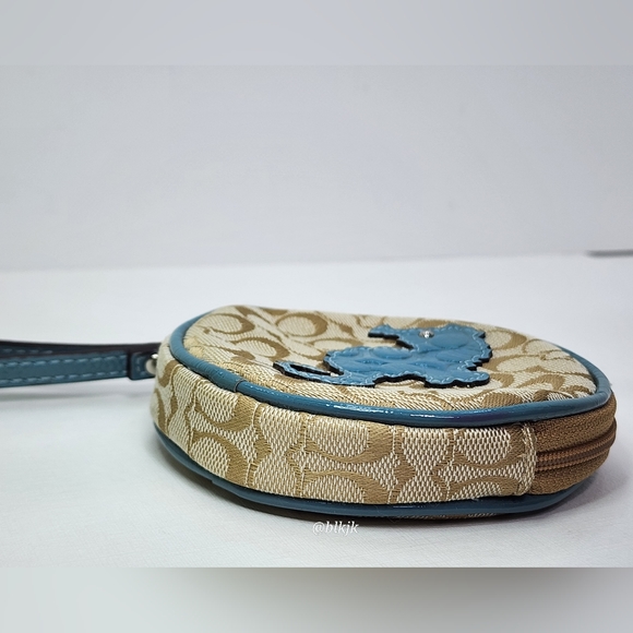 Coach Sea Horse Signature Coin Purse *Light Khaki/Blue* EUC - Picture 7 of 17
